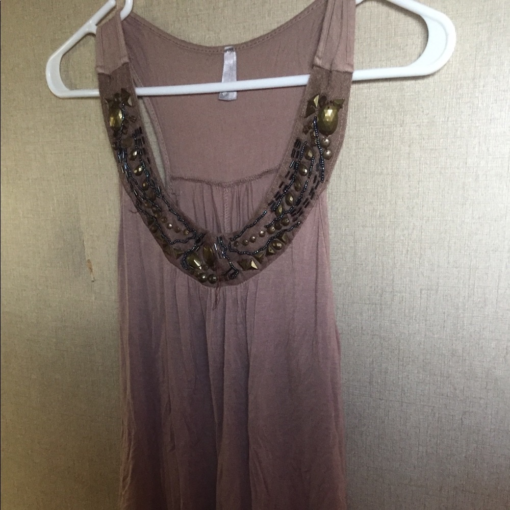 Tan tank top with jewels